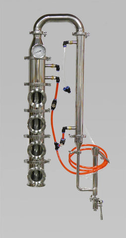 4" Stainless 4 Bubble Plate Moonshine Still Column with Cooling Kit