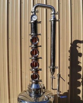 4" Copper and Stainless 4 Bubble Plate Moonshine Still Column