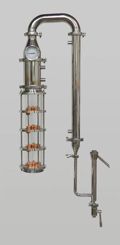 4" Borosilicate Glass Moonshine Still 4 Plate Column