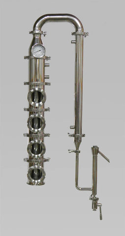 4" Stainless Moonshine Still 4 Bubble Plate Column