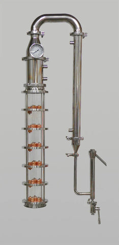 4" Borosilicate Moonshine Still 6 Plate Column