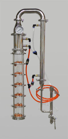 4" Borosilicate Glass Moonshine Still Column with 6 Plates and Cooling Kit