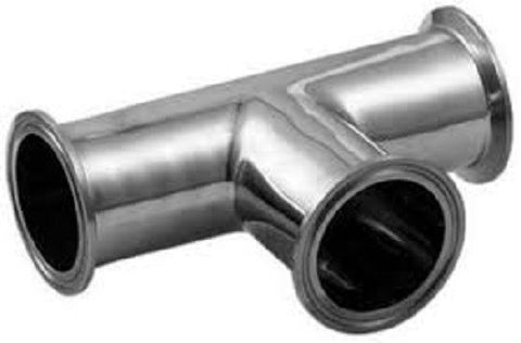 2" Sanitary Tee with 2" Tri Clamp/Tri Clover Fittings, Stainless Steel 304 - Emerald Gold