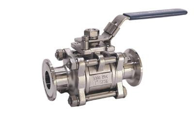 1" Bore 3-Piece Ball Valve with 1.5" Tri Clamp Fittings, Stainless Steel 316 - Emerald Gold