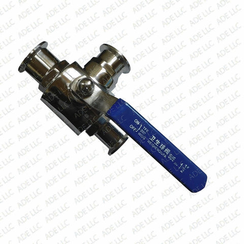 1.5" Tri Clamp with 1" Bore Three Way Ball Valve, Stainless Steel 304